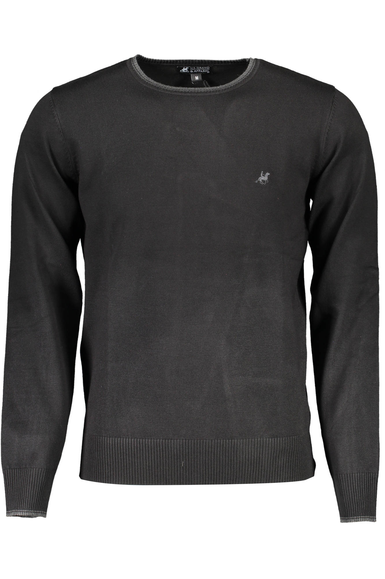 USTR207_NERO_NERO – Stilvolles schwarzes Herren Langarmshirt mit Stickerei und Details – Größe: XL, L – Farbe: Nero