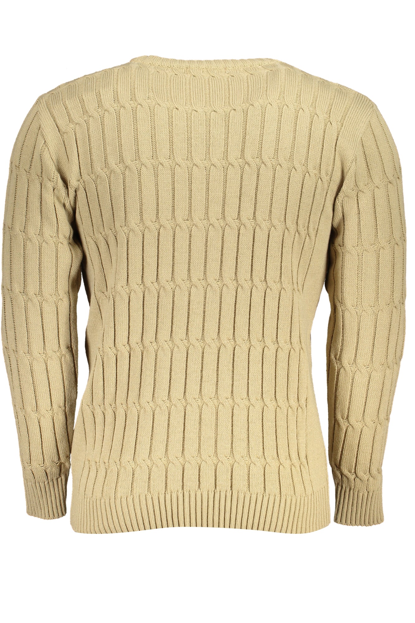USTR954_BESABBIA – Beiger Herrenpullover mit Zopfmuster und Tasche – Stilvoll & Elegant – Größe: M, XL, 2XL, L – Farbe: Beige