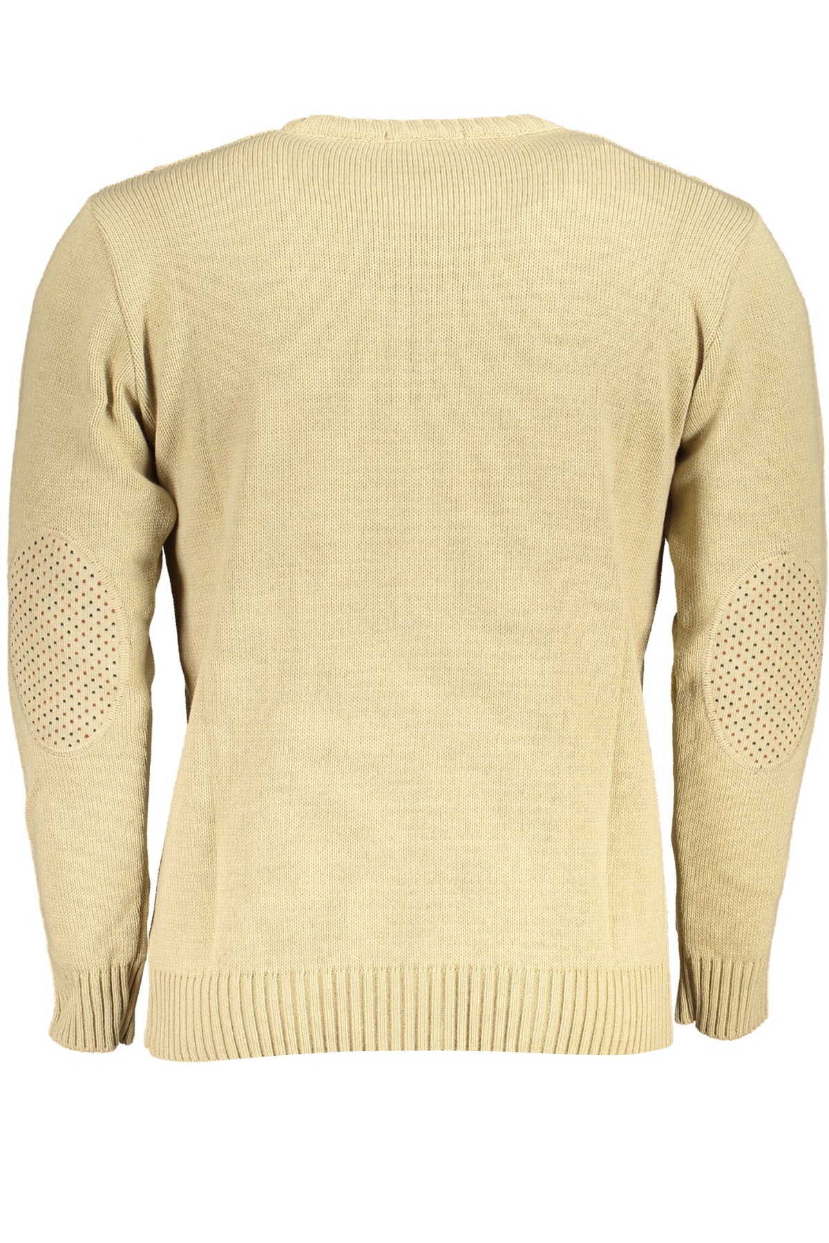 USTR957_BESABBIA – Eleganter beigener Herrenpullover - Zopfmuster & Kontrastdetails – Größe: M, L, XL, 2XL – Farbe: Beige
