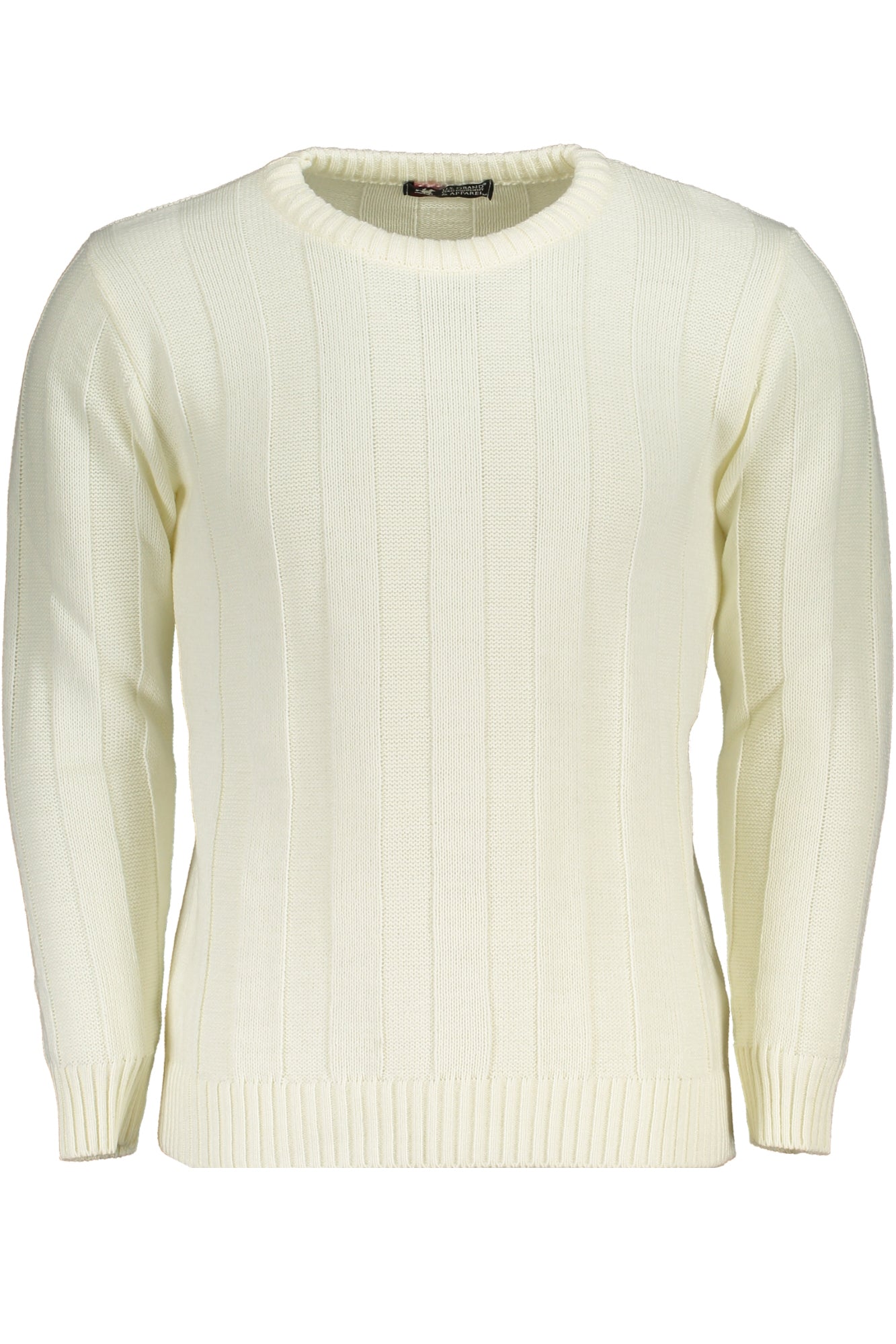 USTR958_BIPANNA – Eleganter Weißer Herrenpullover mit Kontrastdetails und Rundhalsausschnitt – Größe: M, L, XL, 2XL – Farbe: Bianco
