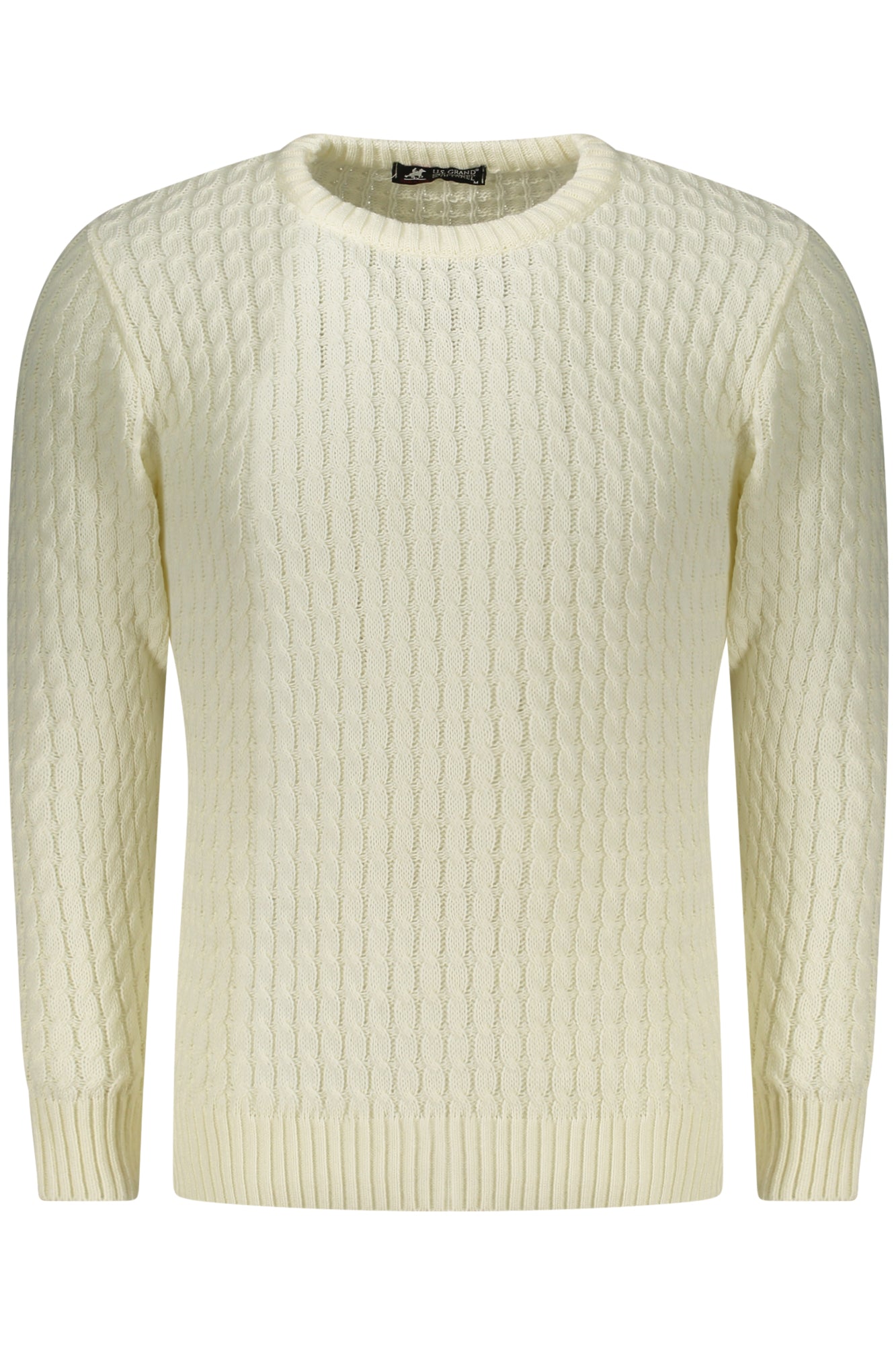 USTR955_BIPANNA – Eleganter Herrenpullover in Weiß mit Zopfmuster und Rundhalsausschnitt – Größe: M, L, XL, 2XL – Farbe: Bianco