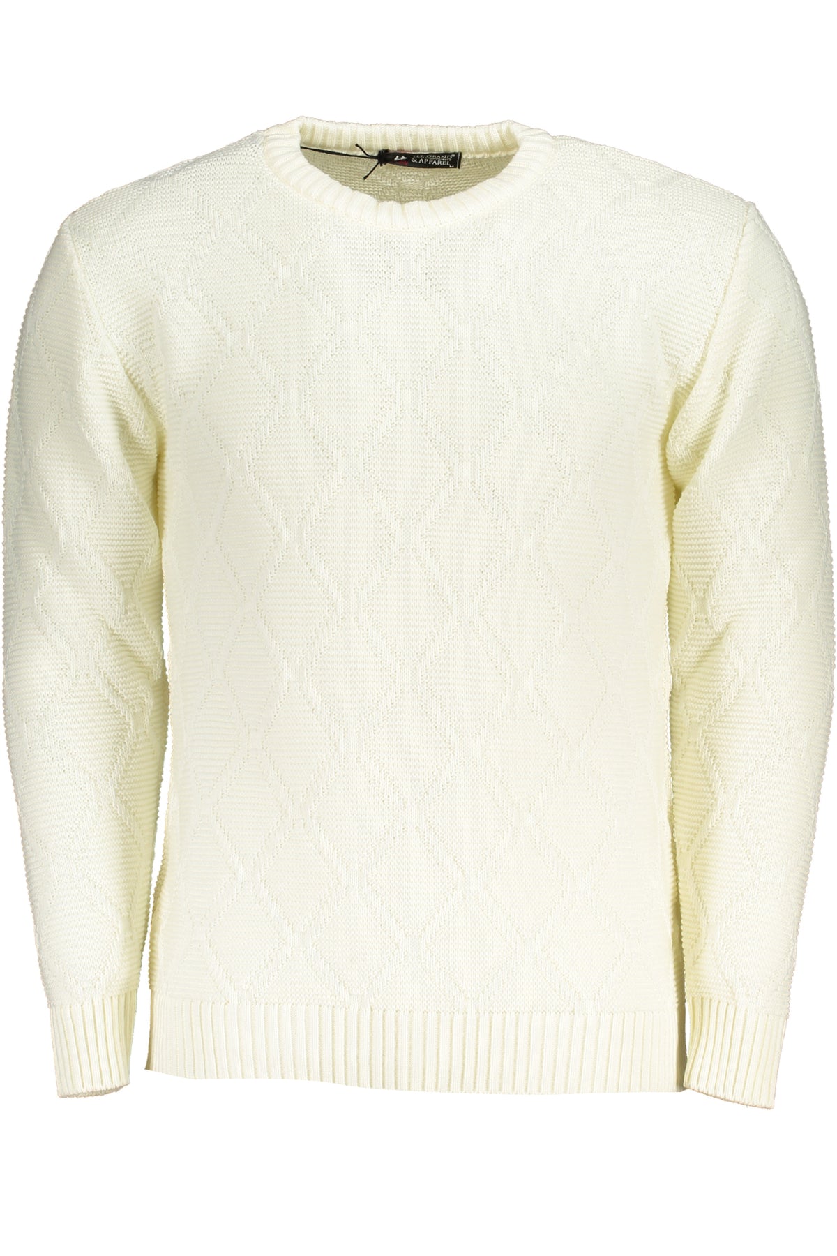 USTR959_BIPANNA – Eleganter Herrenpullover mit Rauten, Weiß, Rundhals, Langarm-Design – Größe: M, L, XL, 2XL – Farbe: Bianco