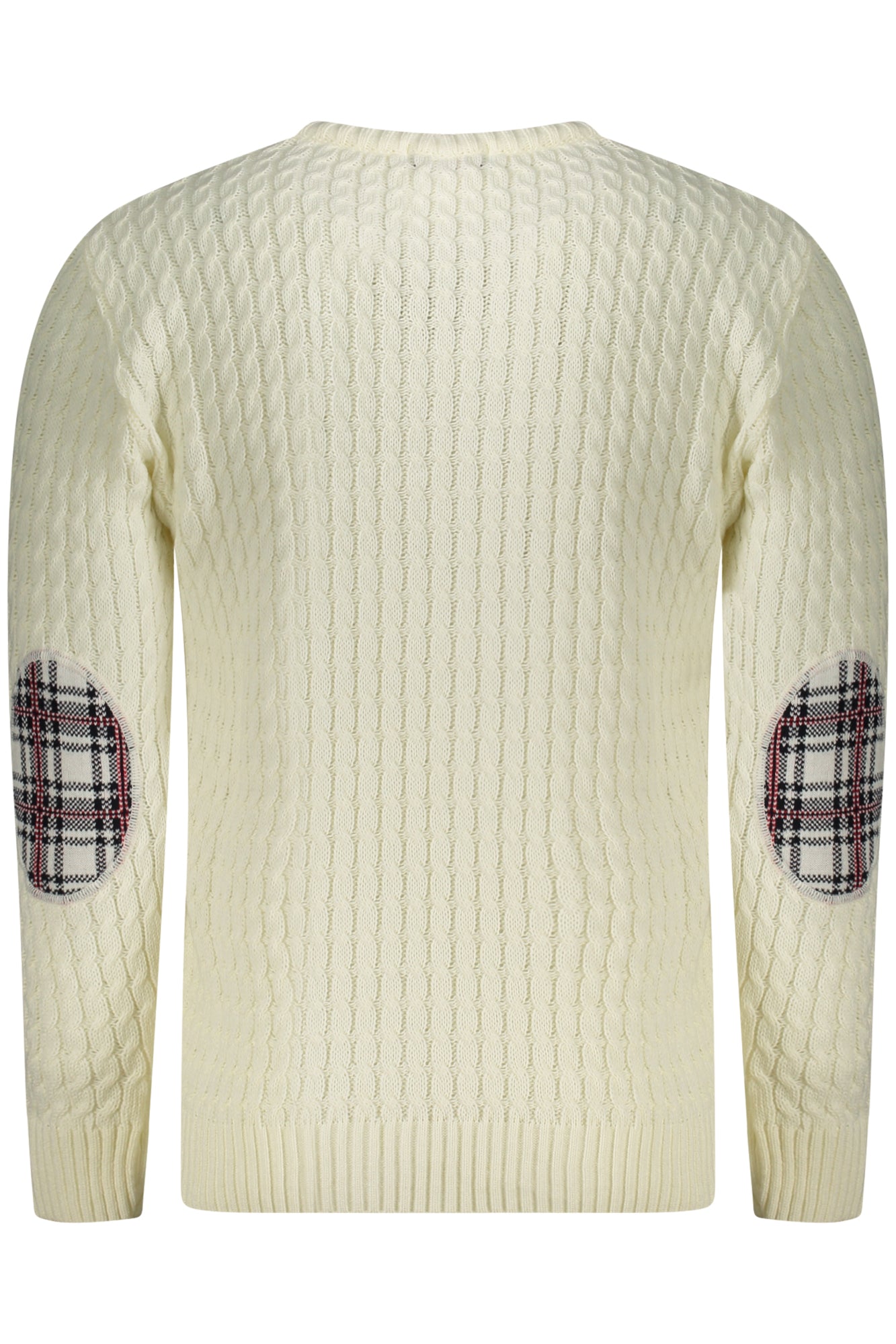 USTR955_BIPANNA – Eleganter Herrenpullover in Weiß mit Zopfmuster und Rundhalsausschnitt – Größe: M, L, XL, 2XL – Farbe: Bianco