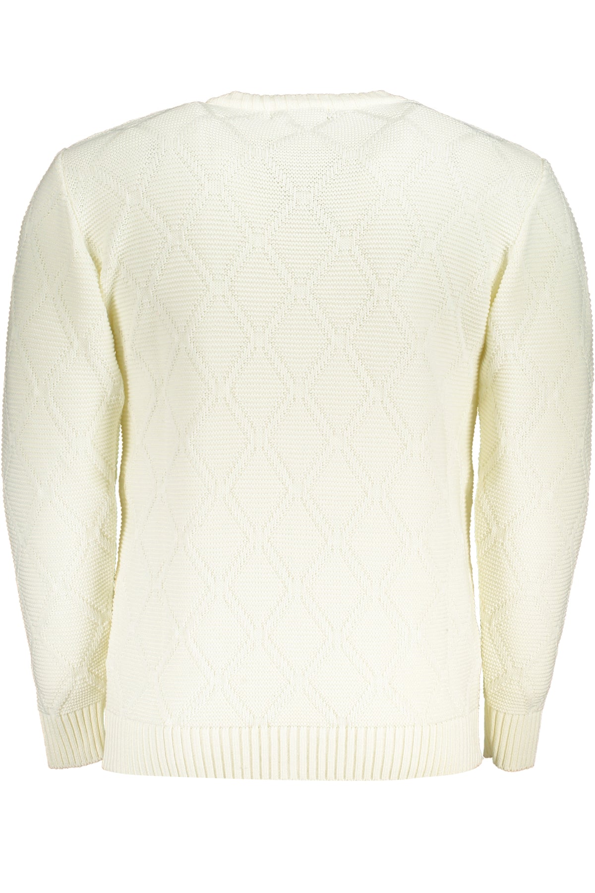 USTR959_BIPANNA – Eleganter Herrenpullover mit Rauten, Weiß, Rundhals, Langarm-Design – Größe: M, L, XL, 2XL – Farbe: Bianco