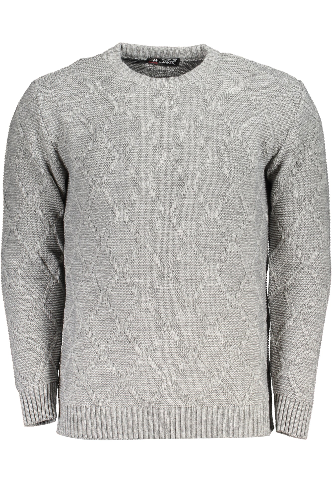 USTR959_GRGMELAN – Grauer Herrenpullover: Rautenstrick, Rundhals – Stilvoll & Elegant – Größe: M, L, XL, 2XL – Farbe: Grigio