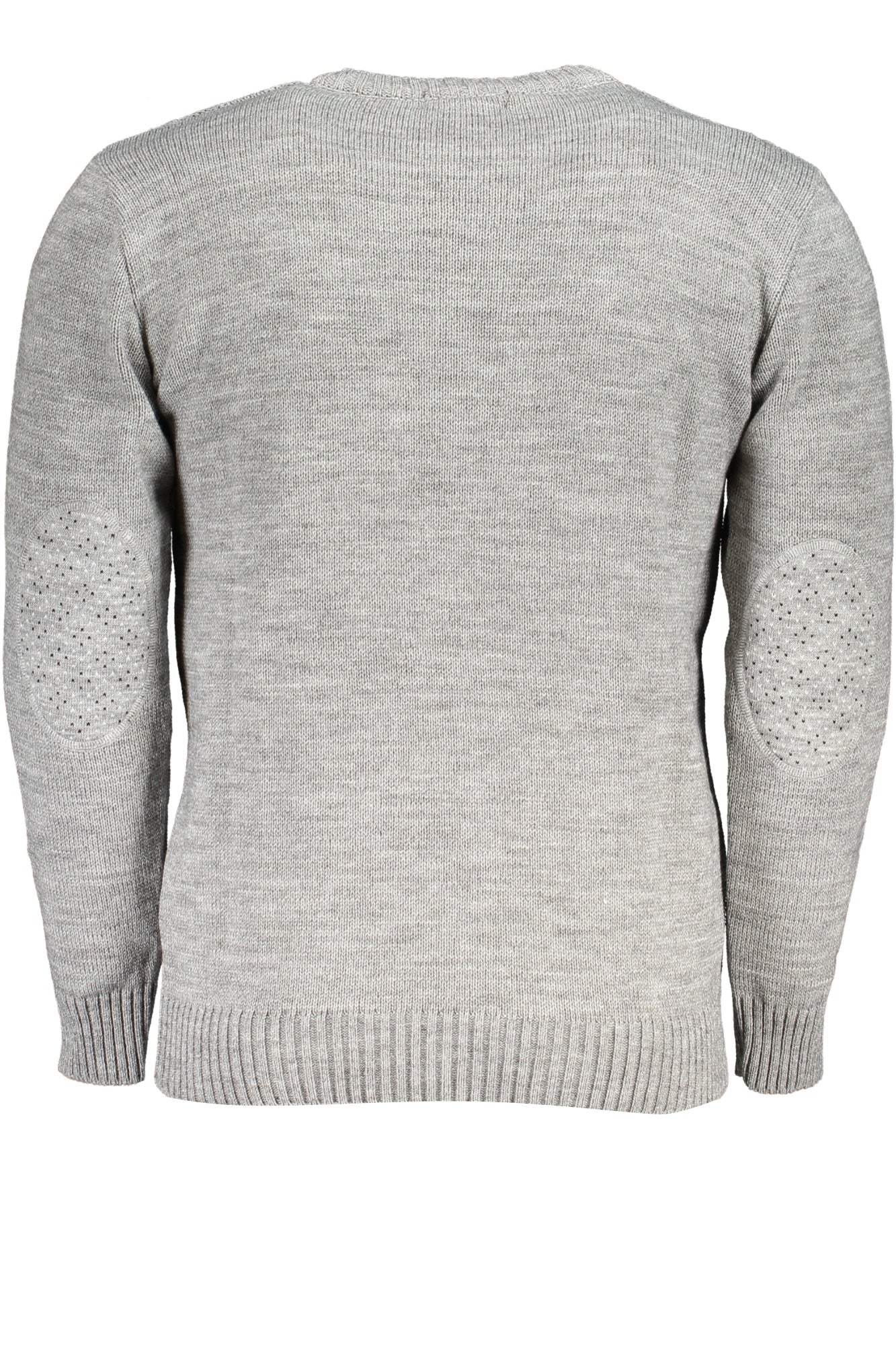 USTR957_GRGMELAN – Grauer Herrenpullover: Eleganter Zopfstrick mit Kontrastdetails – Größe: M, L, XL, 2XL – Farbe: Grigio