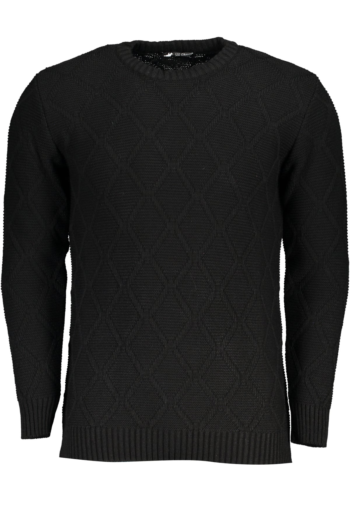 USTR959_NENERO – Eleganter schwarzer Herrenpullover mit Rombenmuster & Rundhals – Größe: M, L, XL, 2XL – Farbe: Nero