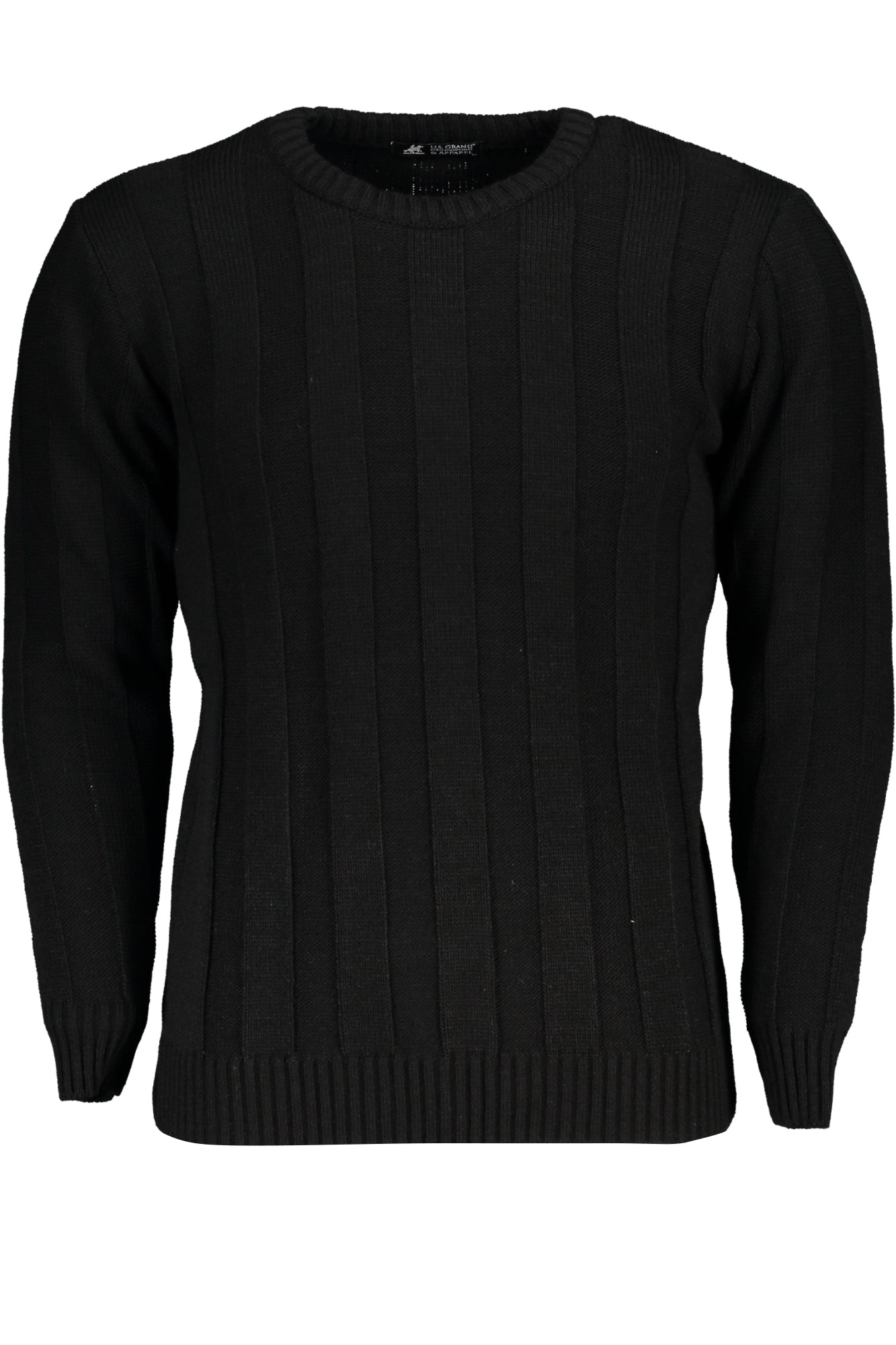 USTR958_NENERO – Eleganter Schwarzer Herrenpullover mit Kontrastdetails & Logo – Größe: M, L, XL, 2XL – Farbe: Nero