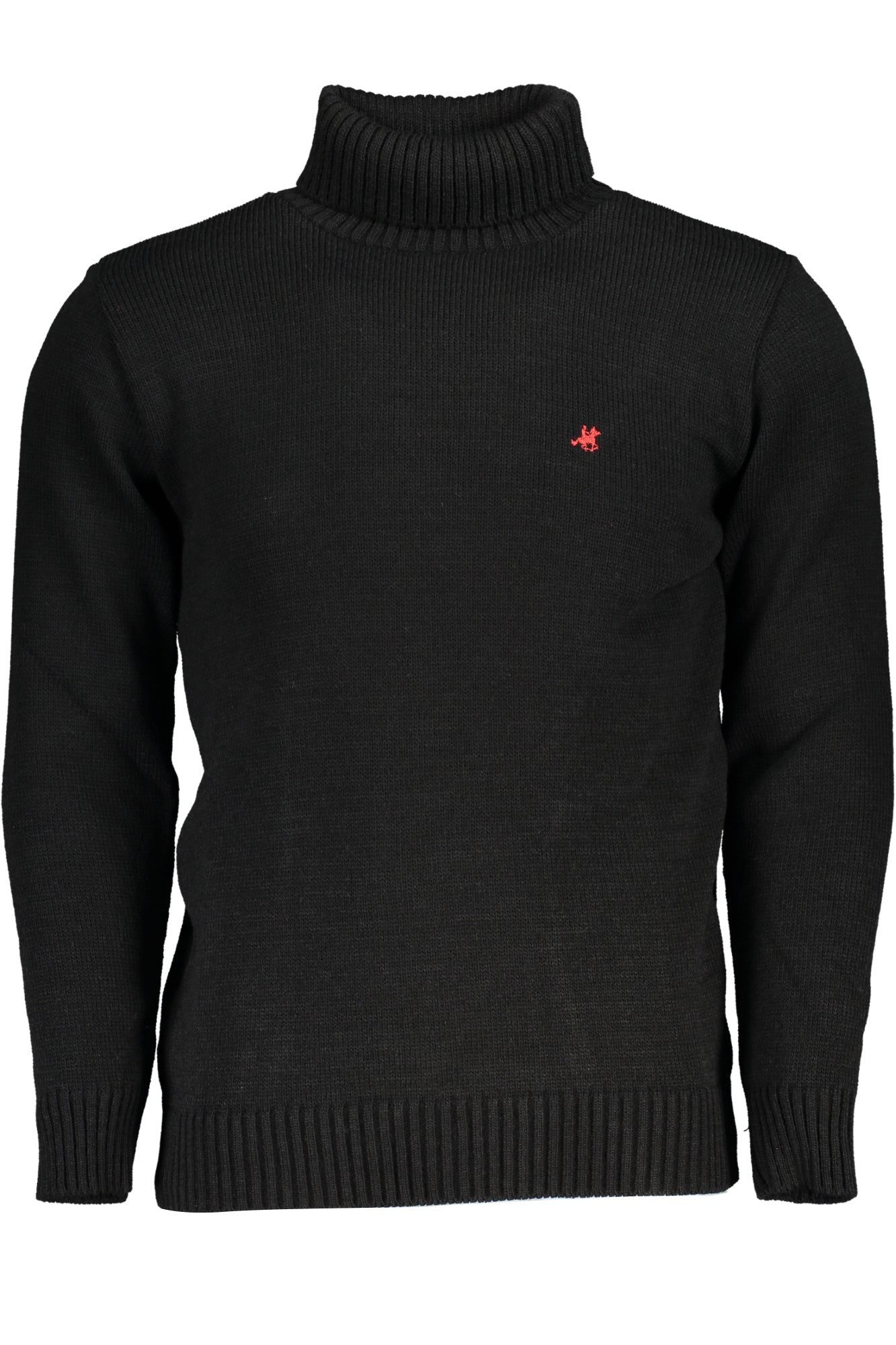 USTR951_NENERO – Eleganter Herren-Rollkragenpullover in Schwarz mit Logo-Stickerei – Größe: XL, 2XL – Farbe: Nero