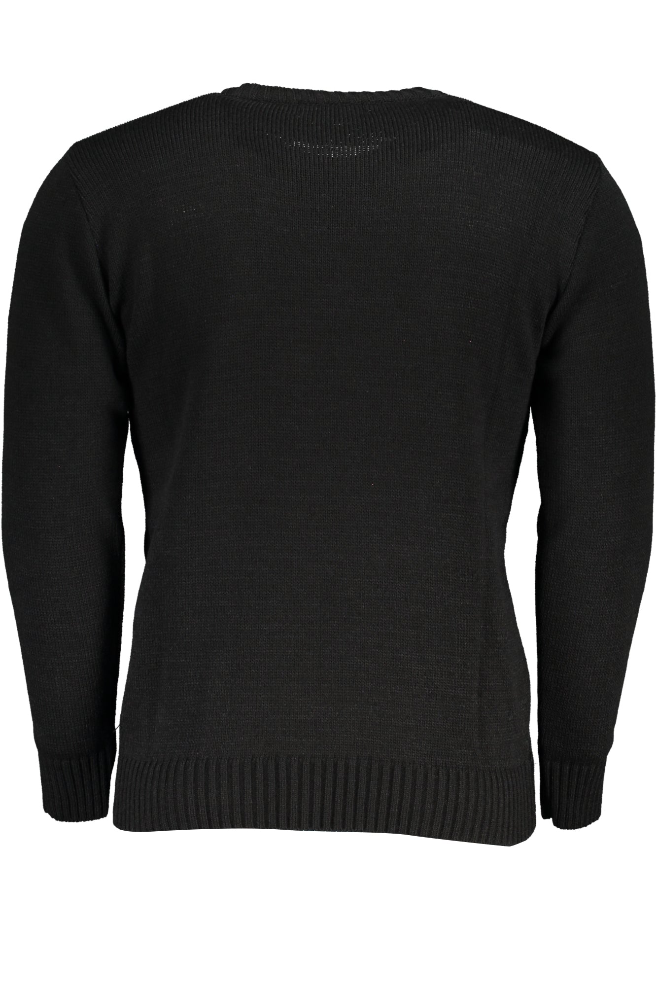 USTR950_NENERO – Eleganter Herrenpullover in Schwarz mit Rundhals & Stickerei-Details – Größe: M, L, XL, 2XL – Farbe: Nero