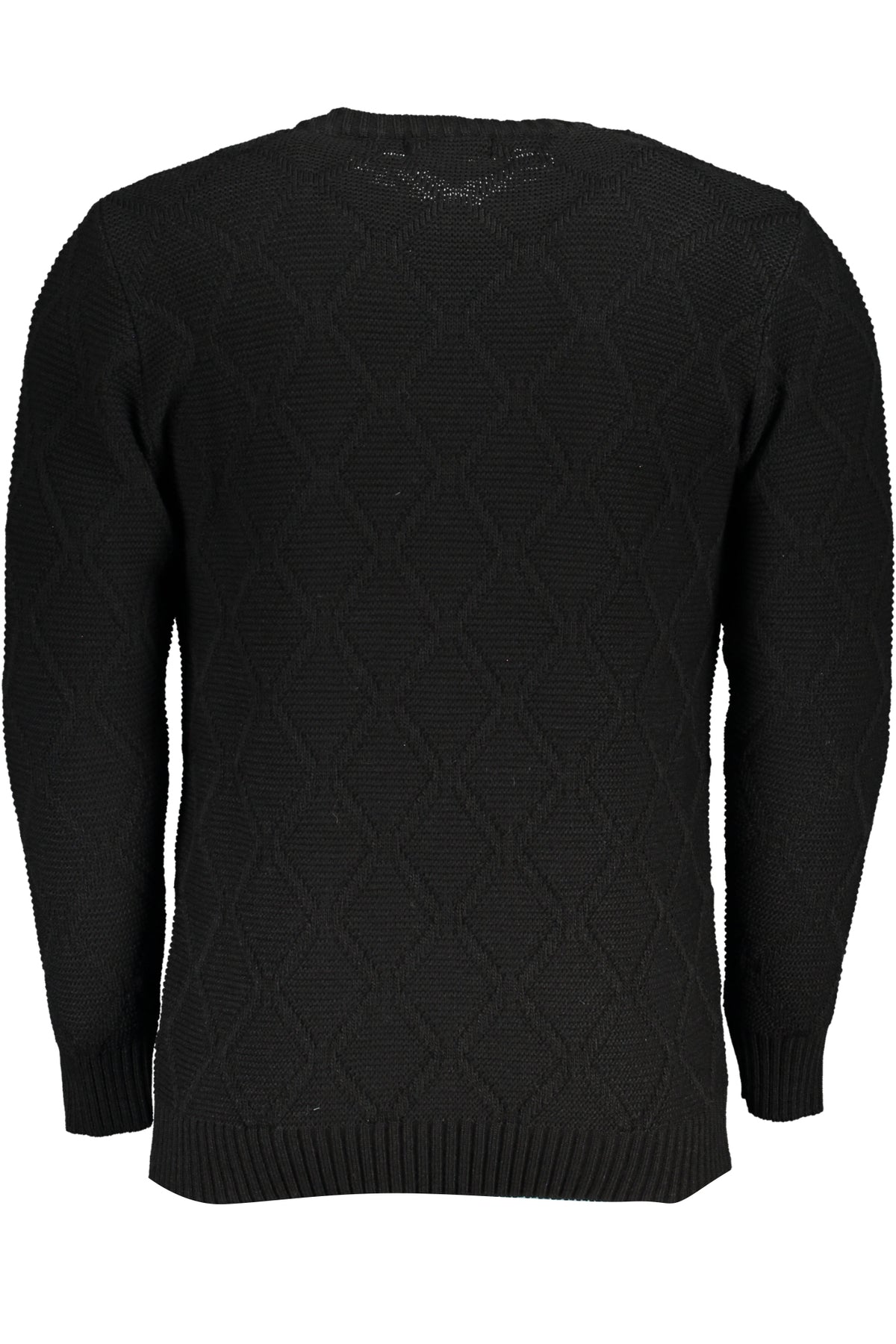 USTR959_NENERO – Eleganter schwarzer Herrenpullover mit Rombenmuster & Rundhals – Größe: M, L, XL, 2XL – Farbe: Nero