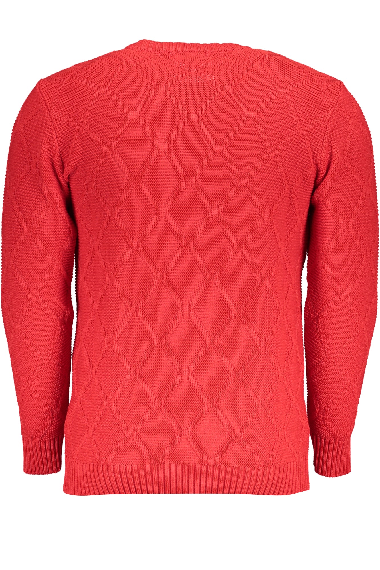 USTR959_ROROSSO – Stylischer Herrenpullover in Rot mit Rautenmuster und Rundhalsausschnitt – Größe: M, L, XL, 2XL – Farbe: Rosso