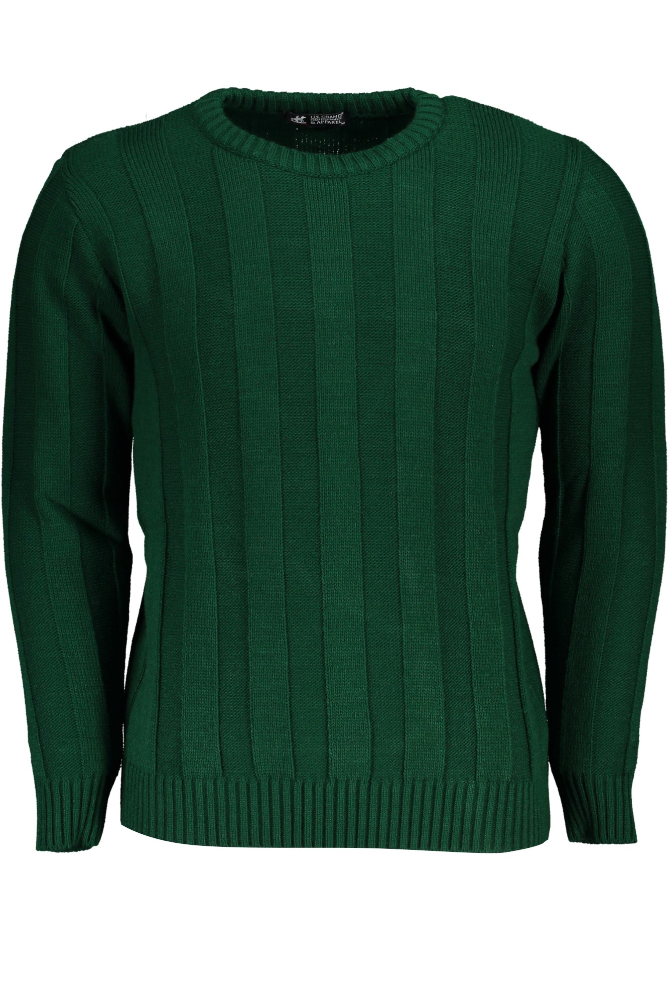 USTR958_VEVERDE – Eleganter Herrenpullover in Grün mit Kontrastdetails und Rundhalsausschnitt – Größe: M, L, XL, 2XL – Farbe: Verde