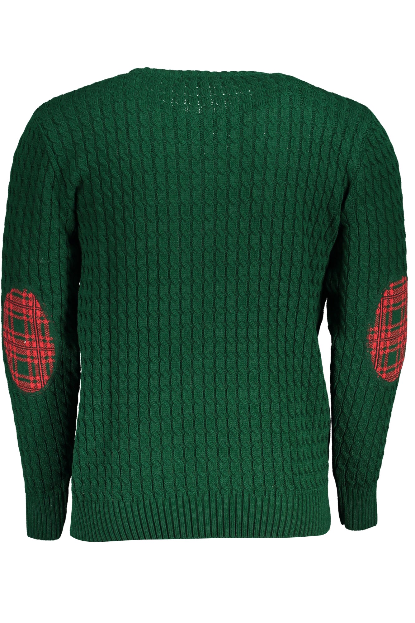 USTR955_VEVERDE – Grüner Herrenpullover mit Zopfmuster und Rundhalsausschnitt – Größe: M, L, XL, 2XL – Farbe: Verde