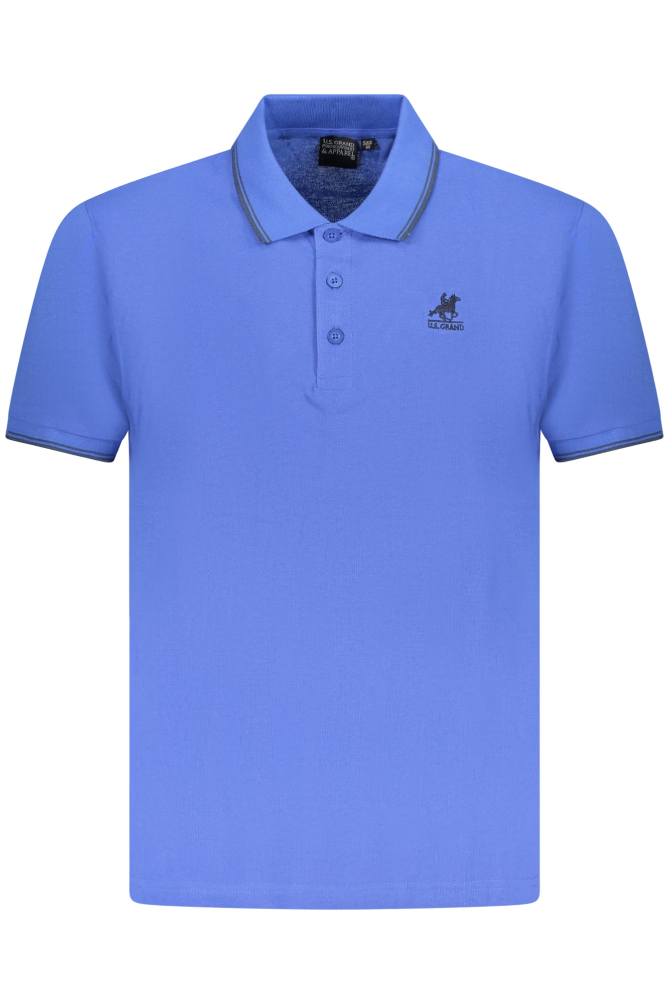 AU02659_BL3AZZUR – Elegantes Herren-Poloshirt Blau: Kurzarm mit Stickerei & Kontrastdetails – Größe: S, M, L, XL, 2XL, 3XL – Farbe: Blu