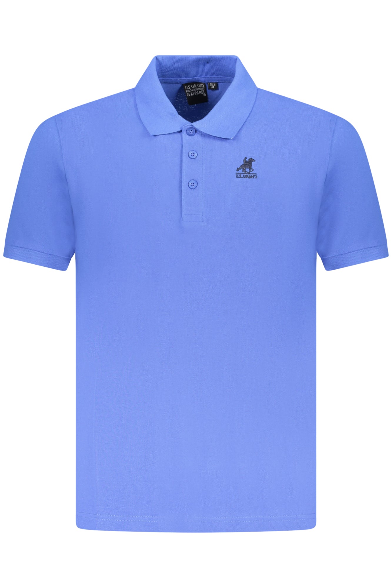 AU02658_BL3AZZUR – Herren Blaues Kurzarm-Poloshirt mit Stickerei und 3 Knöpfen – Größe: S, M, L, XL, 2XL, 3XL – Farbe: Blu