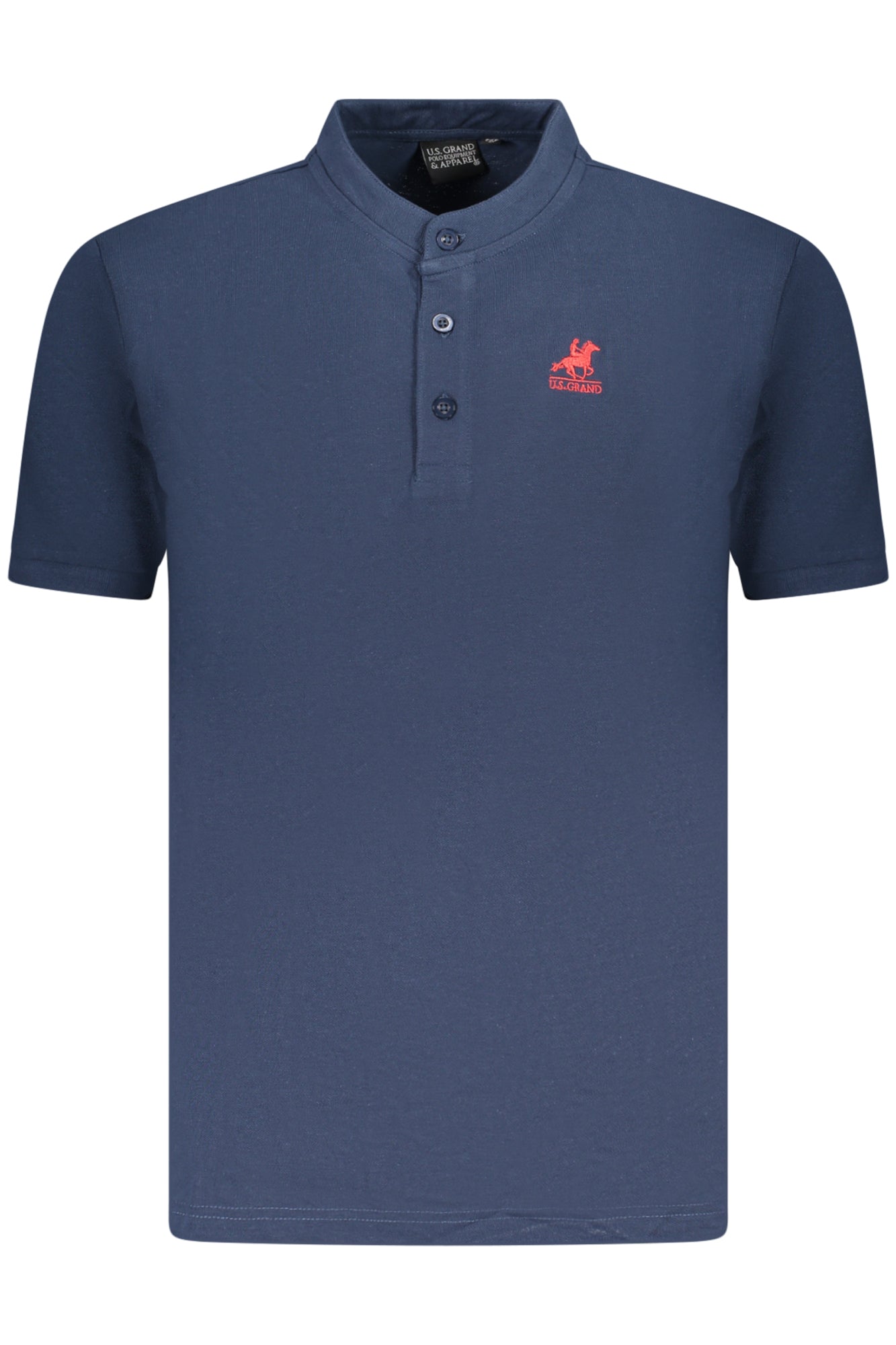 AU02661_BL1NAVY – Herren Kurzarm-Poloshirt Blau mit Stehkragen und Stickerei – Größe: S, M, L, XL, 2XL, 3XL – Farbe: Blu