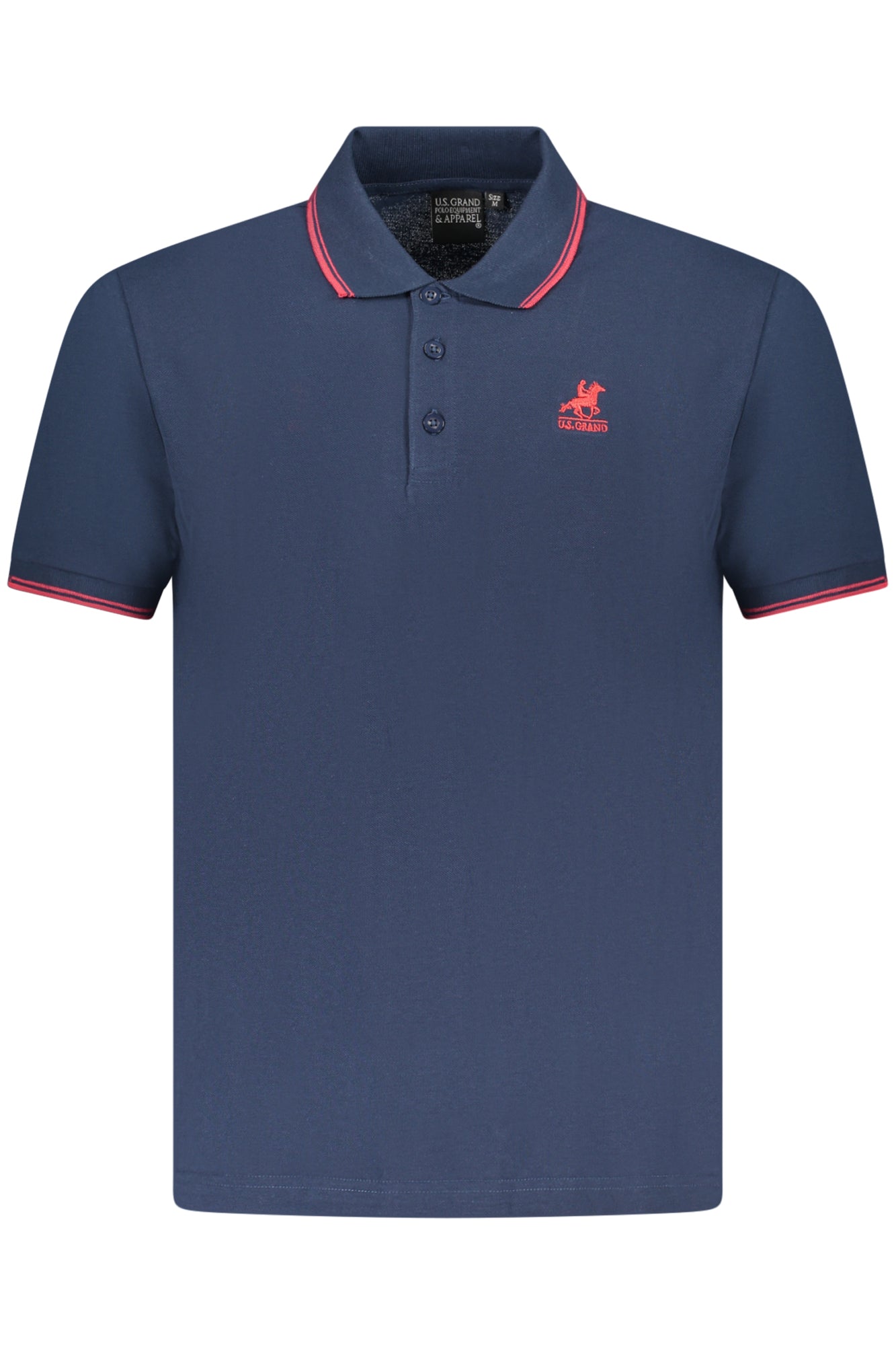 AU02659_BL1NAVY – Stilvolles Herren Kurzarm-Poloshirt in Blau mit Stickerei und Details – Größe: S, M, L, XL, 2XL, 3XL – Farbe: Blu