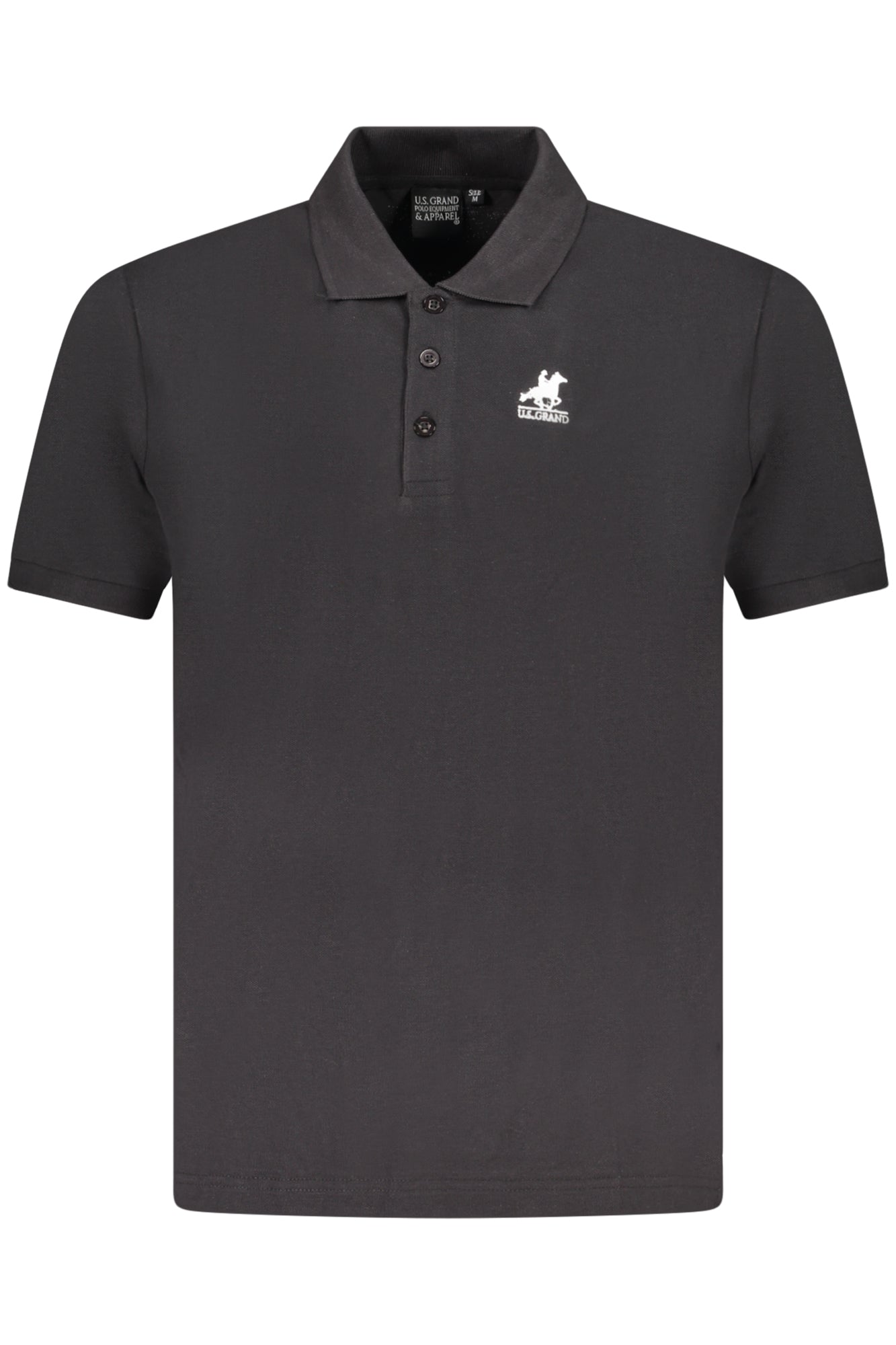 AU02658_NE23NERO – Elegantes Herren Poloshirt Schwarz mit Stickerei und 3 Knöpfen – Größe: S, M, L, XL, 2XL, 3XL – Farbe: Nero