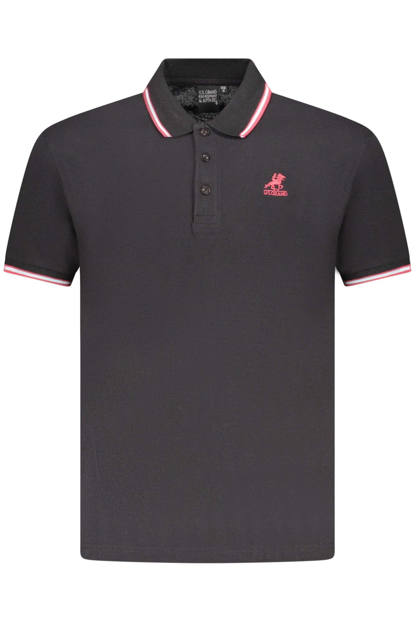 AU02660_NE23NERO – Elegantes Schwarzes Herren Poloshirt mit Kontrastdetails und Stickerei – Größe: S, M, L, XL, 2XL, 3XL – Farbe: Nero