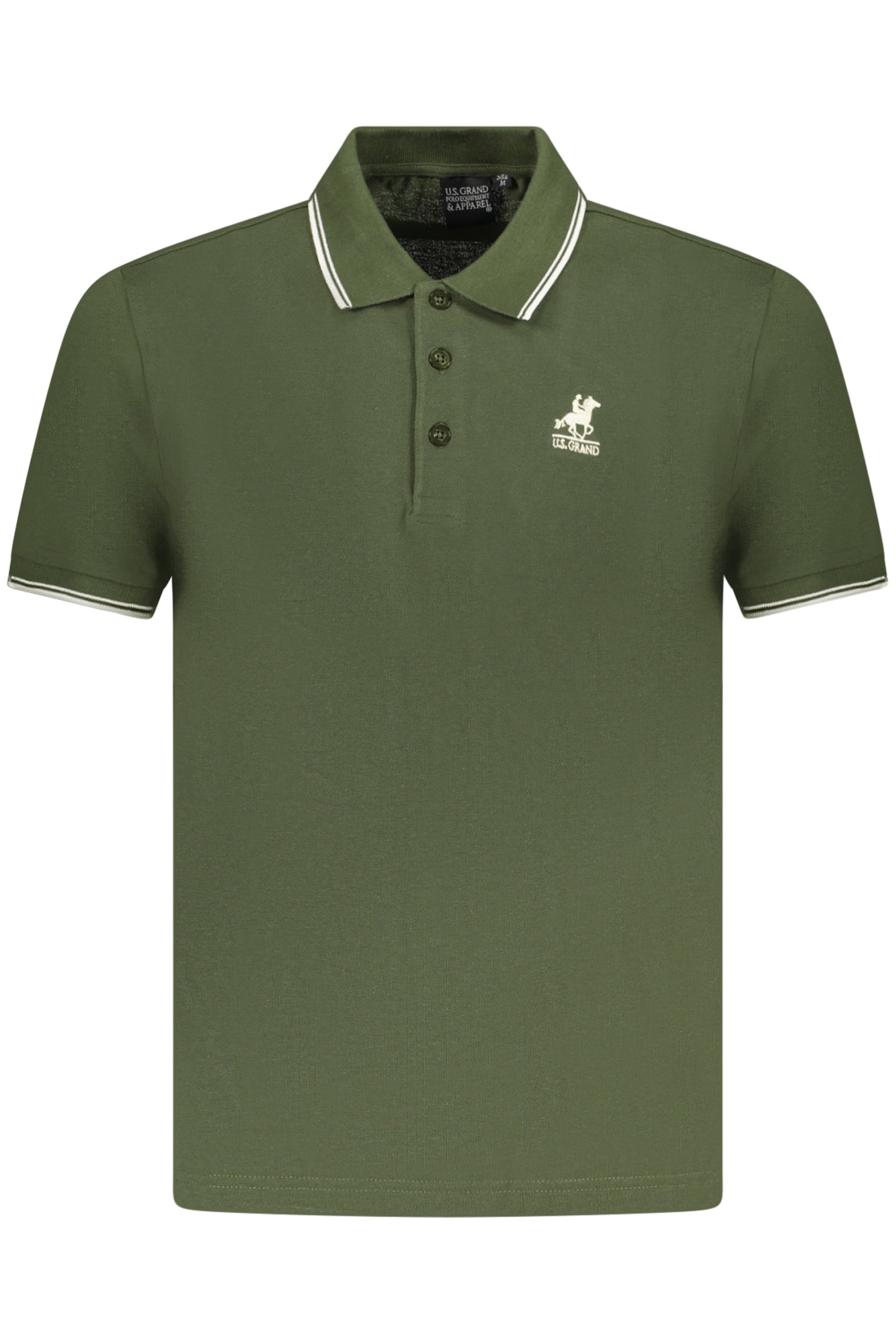 AU02659_VE16VERM – Herren Kurzarm-Poloshirt in Grün mit Kontrastdetails und Stickerei – Größe: S, M, L, XL, 2XL, 3XL – Farbe: Verde