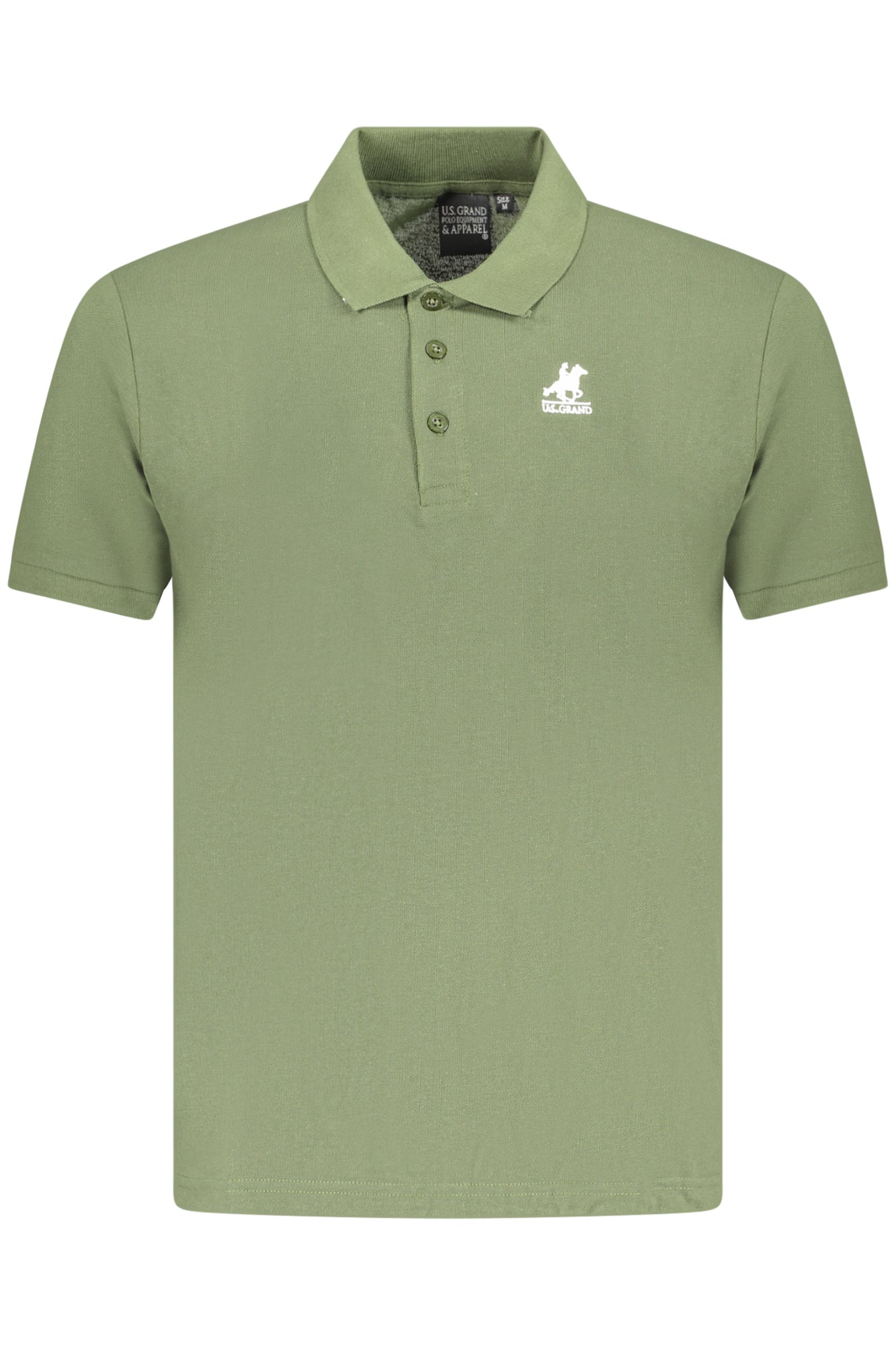 AU02658_VE16VERM – Poloshirt Herren in Grün: Eleganz mit 3 Knöpfen & Stickerei – Größe: S, M, L, XL, 2XL, 3XL – Farbe: Verde