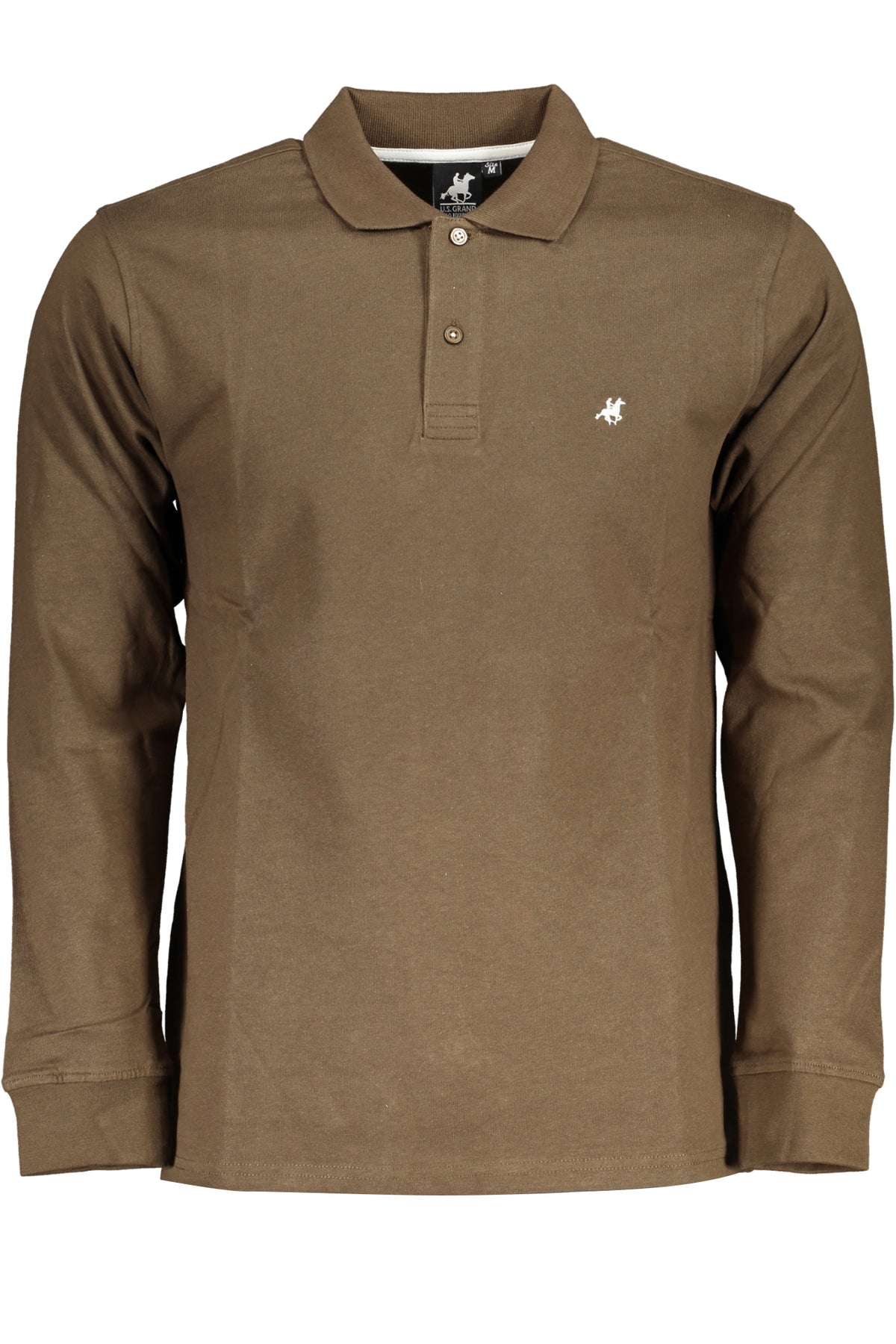 USP164_MAMORO – Herren Langarm-Poloshirt Braun - Eleganz mit Stickerei und Knöpfen – Größe: M, L, XL, 2XL, 3XL – Farbe: Marrone