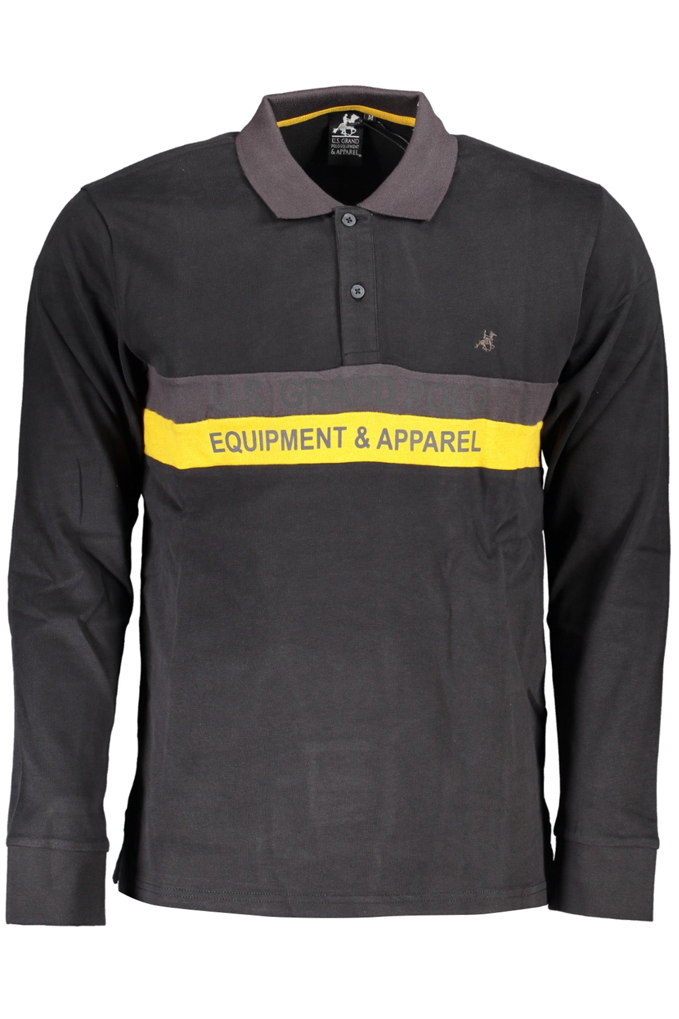 USP878_NENERO – Elegantes Langarm-Poloshirt für Herren in Schwarz mit Kontrastelementen – Größe: M, L, XL, 2XL, 3XL – Farbe: Nero