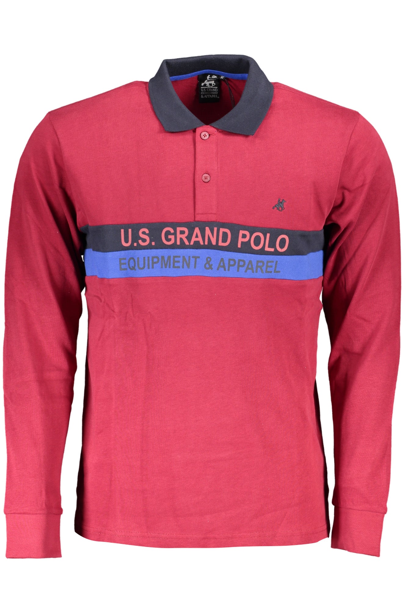 USP878_ROROSSO – Herren Langarm-Poloshirt Rot mit Kontrastdetails und Stickerei – Größe: 2XL – Farbe: Rosso