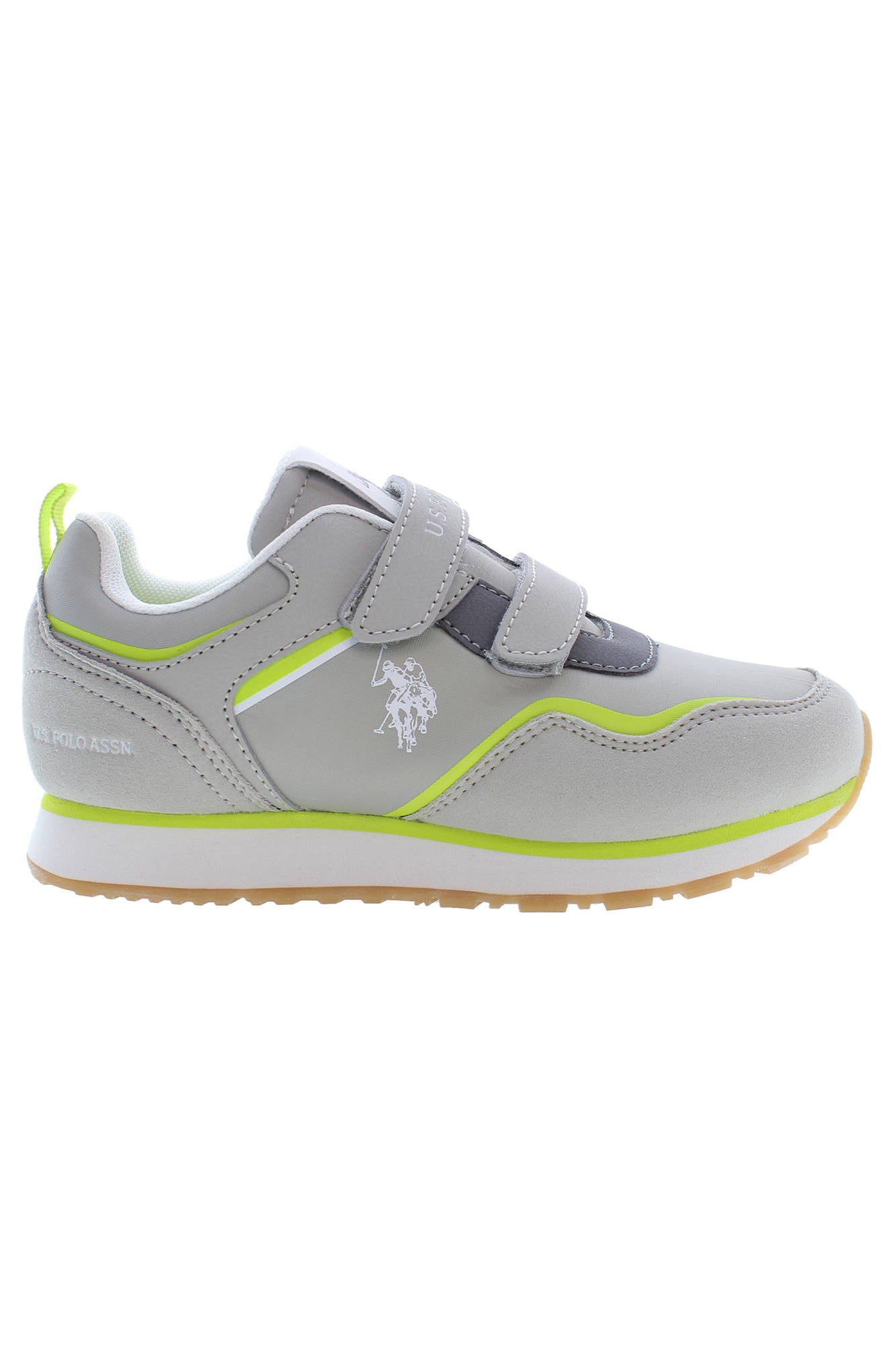 NOBIK009K3NH1_GRIGIO_LGR-LGE02 – Günstiger Sportschuh für Kinder in Grau mit Klettverschluss und Details – Größe: 27, 28, 29, 30, 31, 32, 33, 34 – Farbe: Grigio