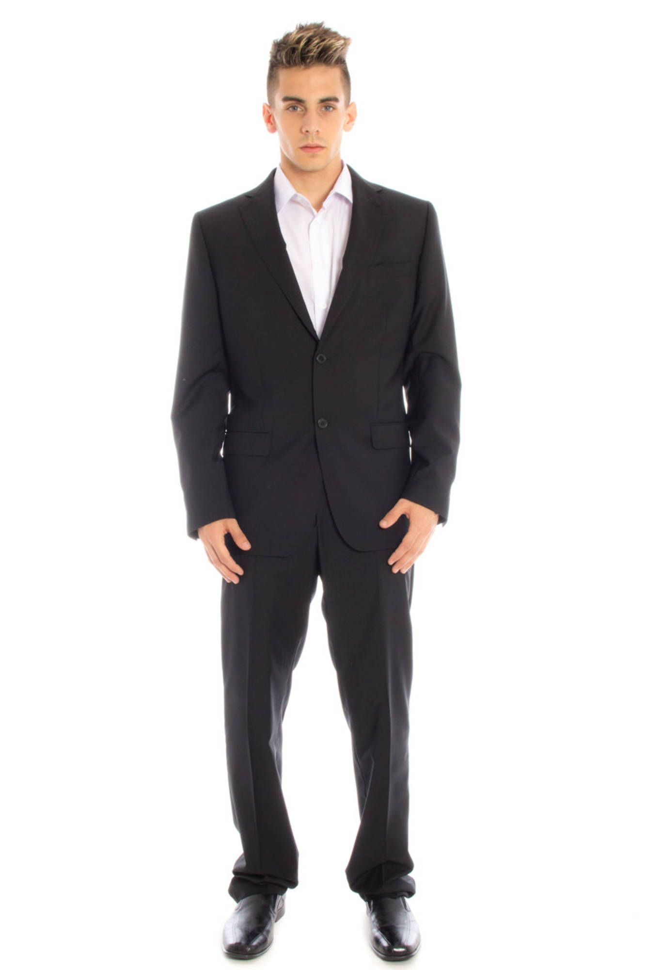 CV412DDA-VF00020V_NERO_013 – Eleganter Schwarzer Herrenanzug - Klassisch, Gefüttert, Vielseitig – Größe: 56 – Farbe: Nero