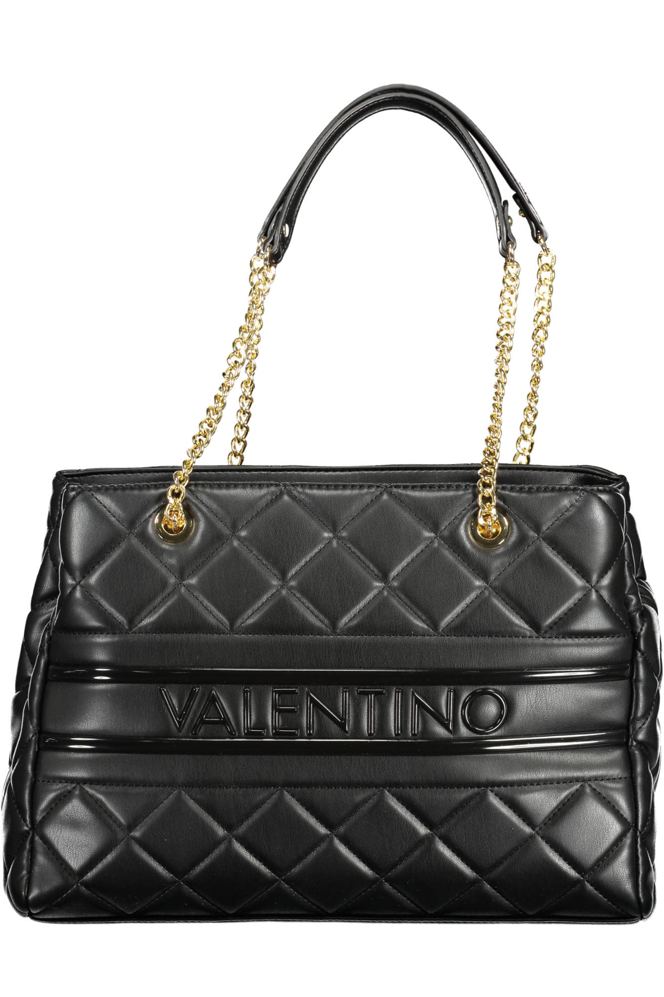 VBS51O04-ADA_NERO_NERO – Elegante Damen-Shopper-Tasche in Schwarz mit Kette und Logo-Details – Größe: UNI – Farbe: Nero