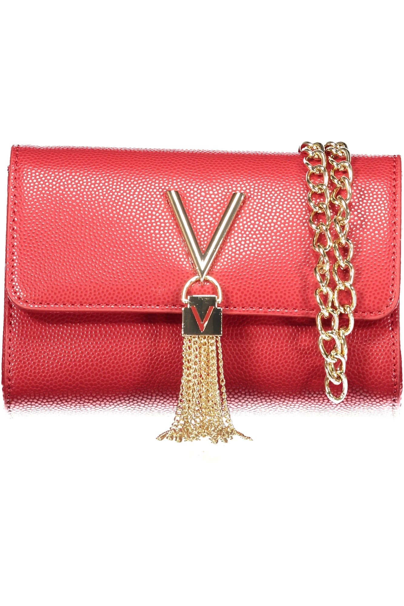 VBS1R403GDIVINA_ROROSSOS – Stylische Damen Rot Schultertasche mit Kette und Kartenfächern – Größe: UNI – Farbe: Rosso