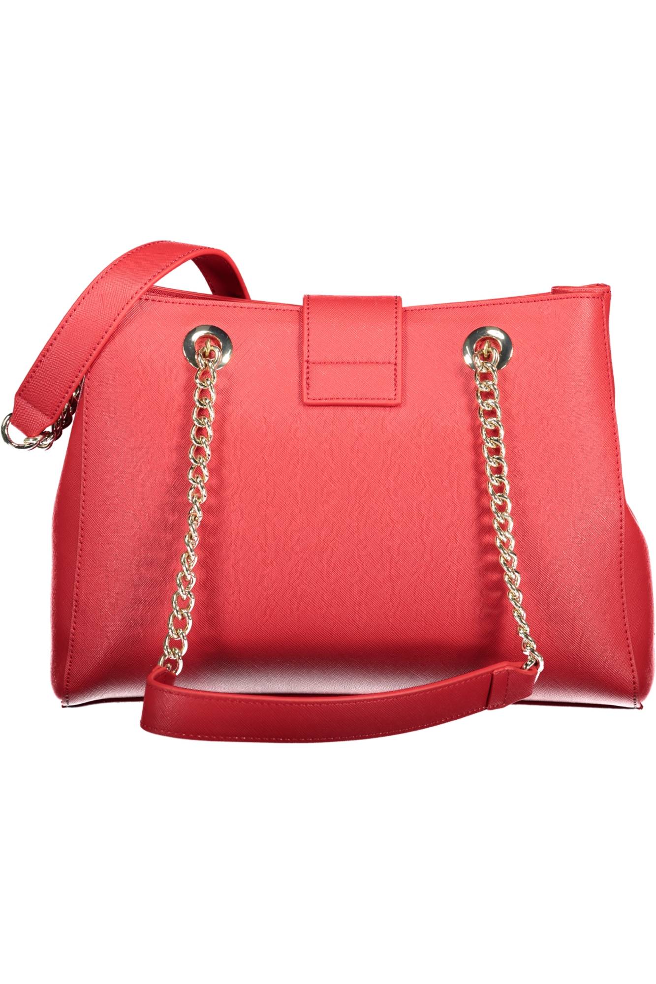 VBS1IJ06-DIVINA-SA_ROSSO_ROSSO – Elegante rote Damenhandtasche mit Kettenschulterriemen und Fächern – Größe: Standard