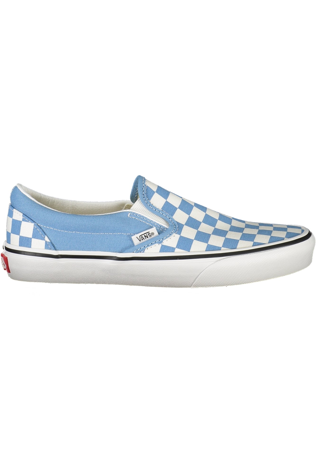 VN000D6B_AZE2W – Damen Slip-On Sportschuh: Blau, Karomuster & Elastik für Style – Größe: 36, 37, 38, 39, 40 – Farbe: Azzurro