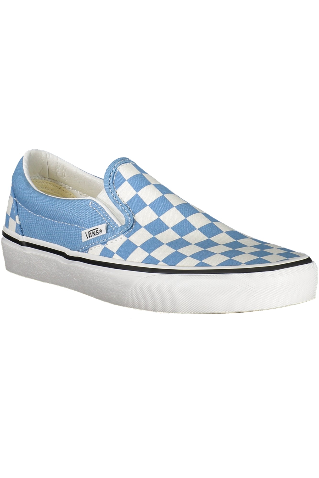 VN000D6B_AZE2W – Damen Slip-On Sportschuh: Blau, Karomuster & Elastik für Style – Größe: 36, 37, 38, 39, 40 – Farbe: Azzurro