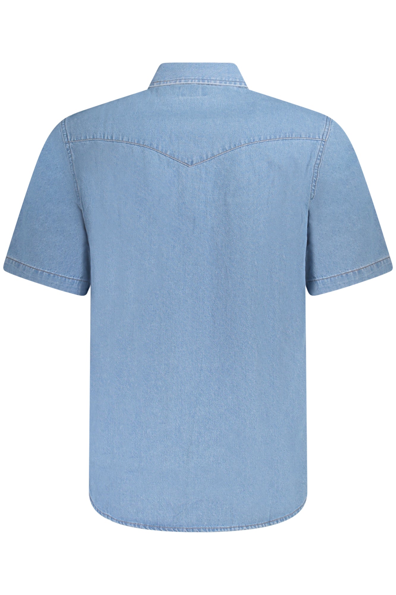 112362375_AZBRIGHT – Stylisches Blaues Kurzarm-Jeanshemd für Herren im Western-Look – Größe: S, M, L, XL, 2XL – Farbe: Azzurro