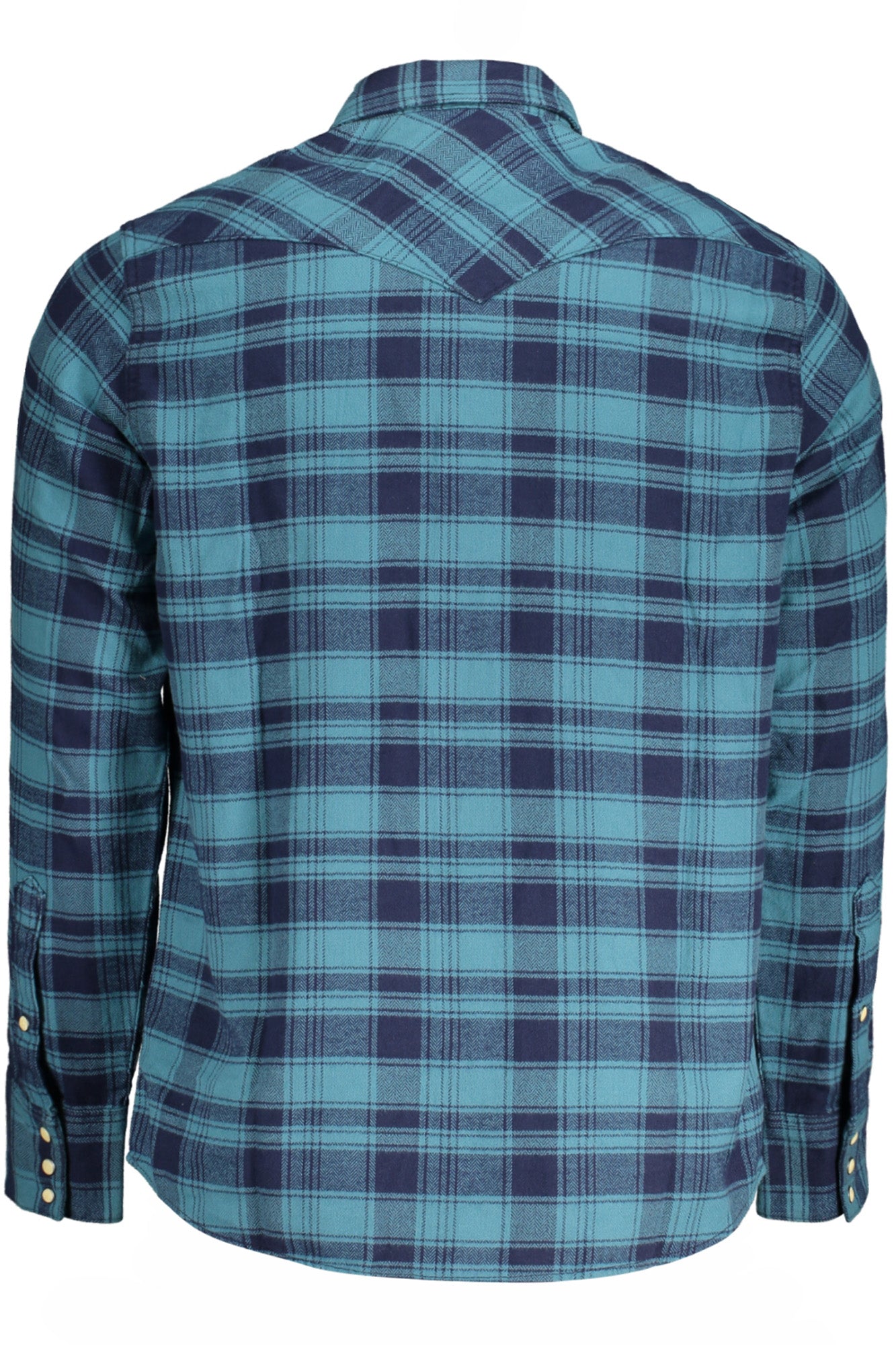 112356_BL767STO – Herren Flanellhemd Blau Kariert | Western Style mit Druckknöpfen – Größe: S, M, L, XL, 2XL – Farbe: Blu