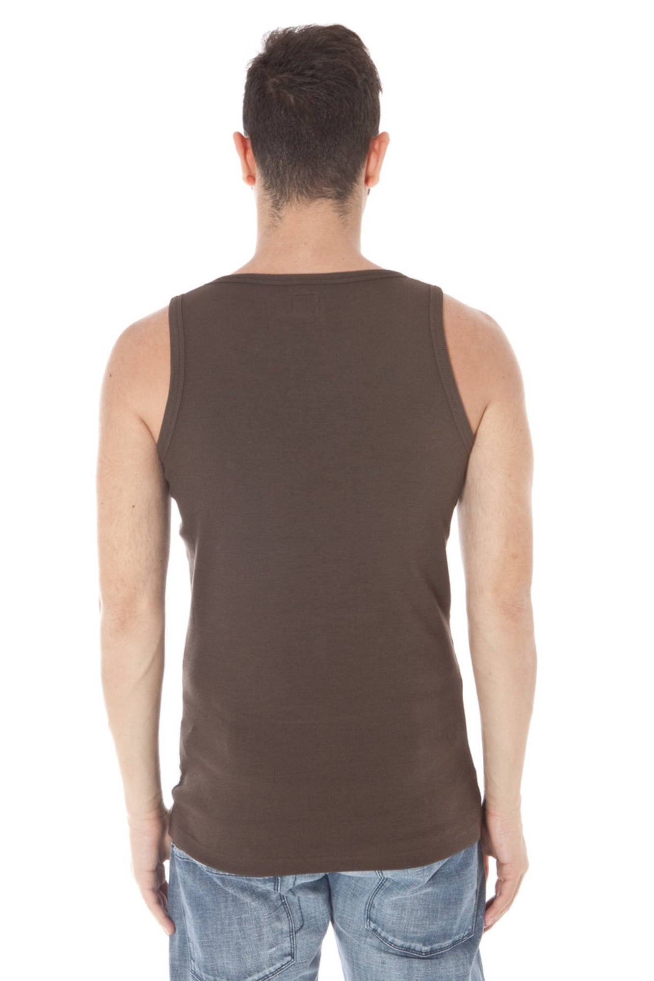 Z41011346123OH-WILDE_MARRONE_P013 – Herren-Tanktop Braun mit Frontdruck und schmalen Trägern entdecken – Größe: XL, 2XL – Farbe: Marrone