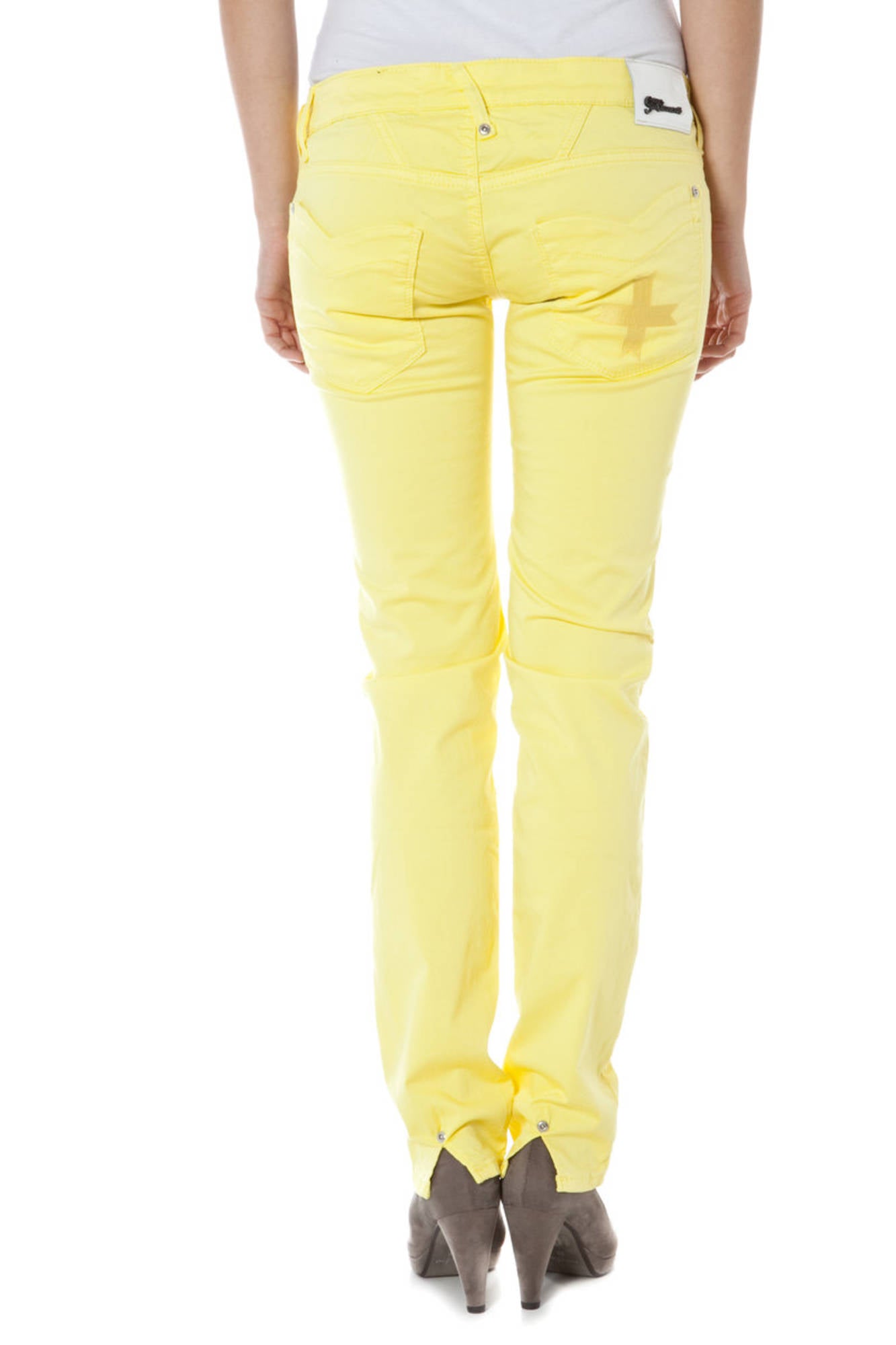 Z170108057964U-MICRO-ALBERTINE_GIALLO_3224 – Gelbe Damenhose: Schlanke 5-Taschen-Jeans mit Reißverschluss – Größe: 25, 26, 27, 28, 29, 30, 31, 32 – Farbe: Giallo